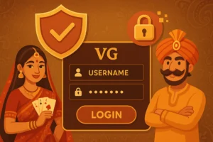 VG Game secure login with encrypted shield illustration