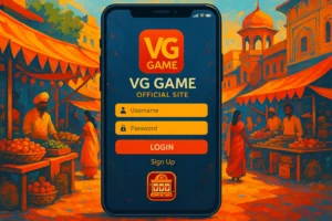 VG Game login page on smartphone with lock and slot icons